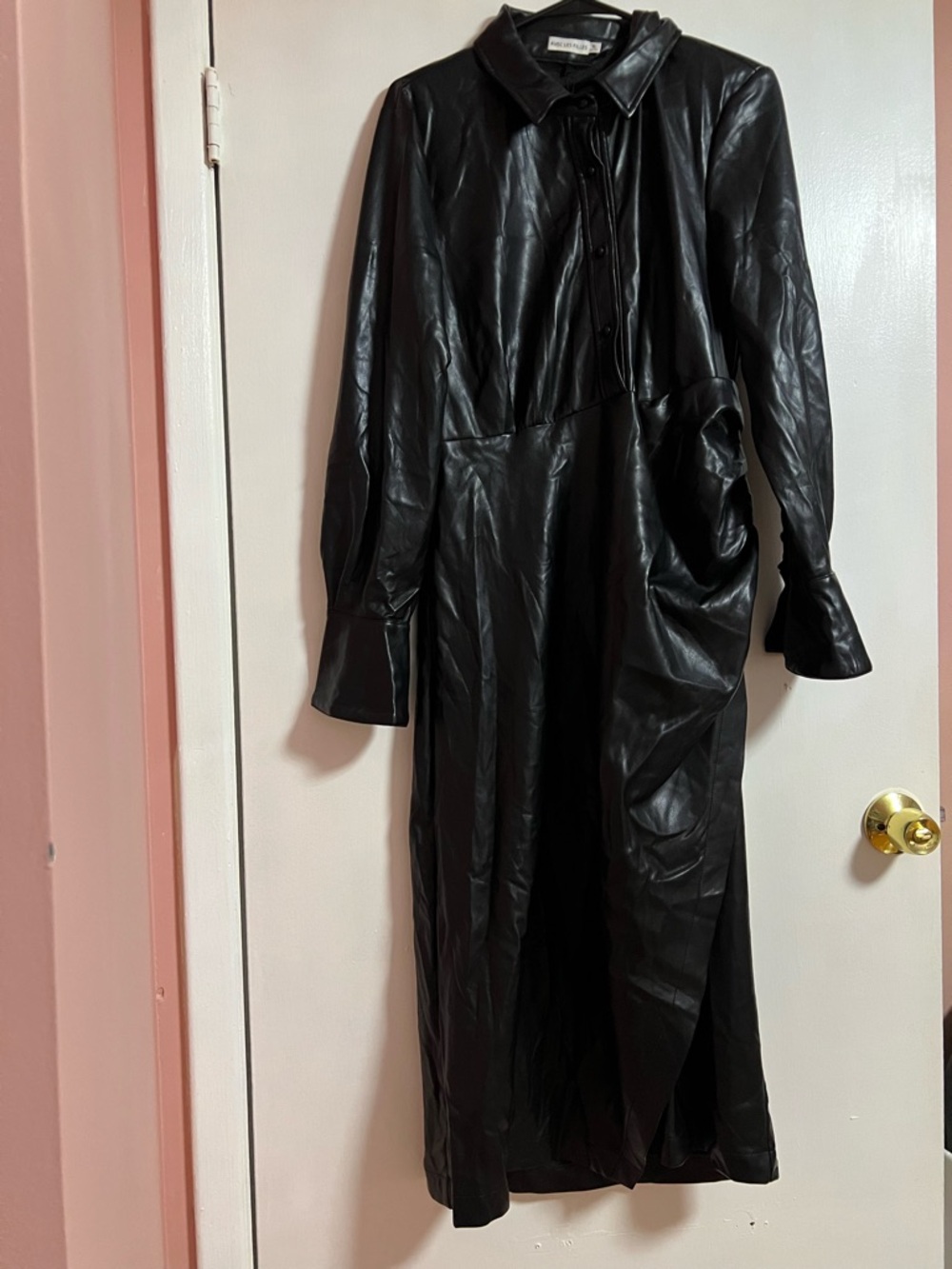 Avec Les Filles Black Faux Leather dress -XL